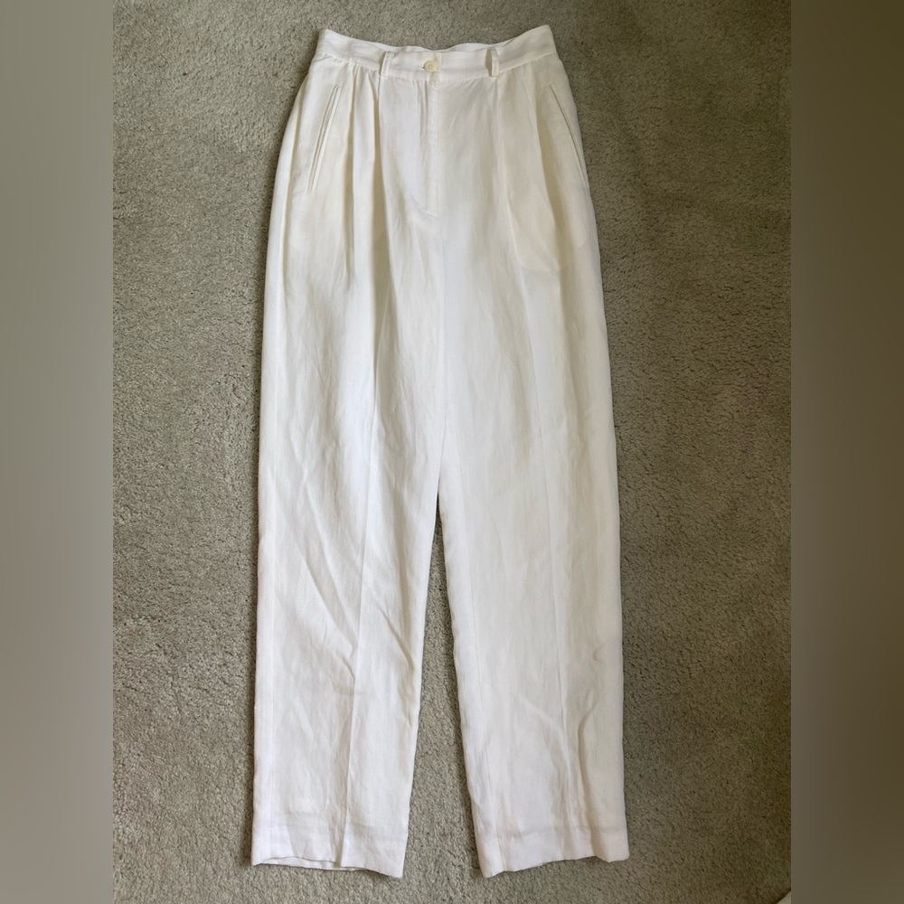 M.T. Morgan Taylor Studio Linen blend Double Pleated White Trousers size 4